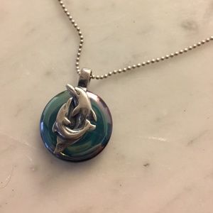 Dolphin Obsidian Rainbow Stone Necklace